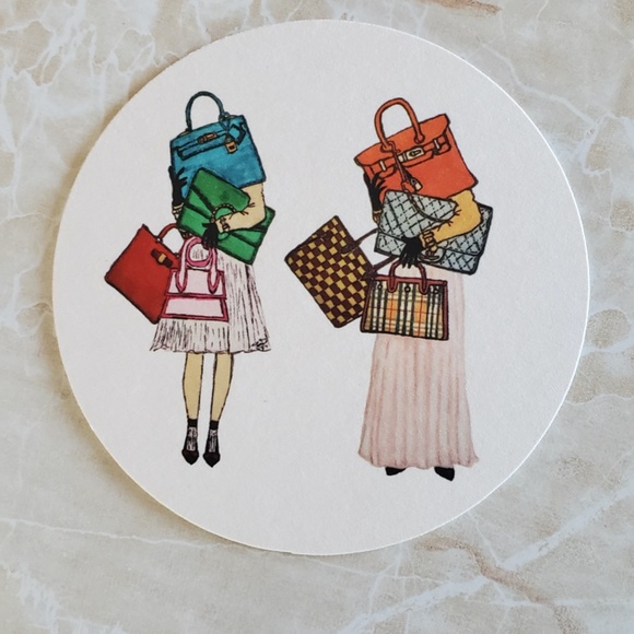 NWT Fashion Coasters Set of 4 Cute Hand Drawn Unique Handbag Sketches - Picture 6 of 11